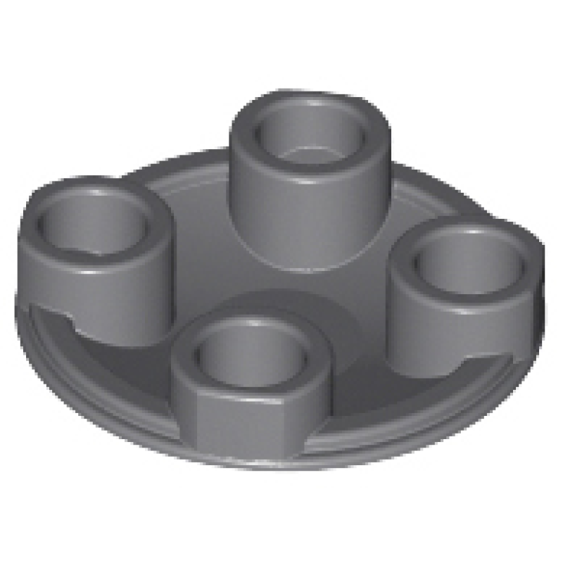 Plaat, Rond 2x2 met afgeronde onderkant Dark Bluish Gray